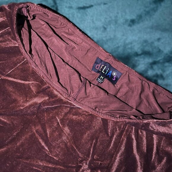 Delia's Velour Slit Mini Skirt Brown Dolls Kill Medium - Picture 8 of 8